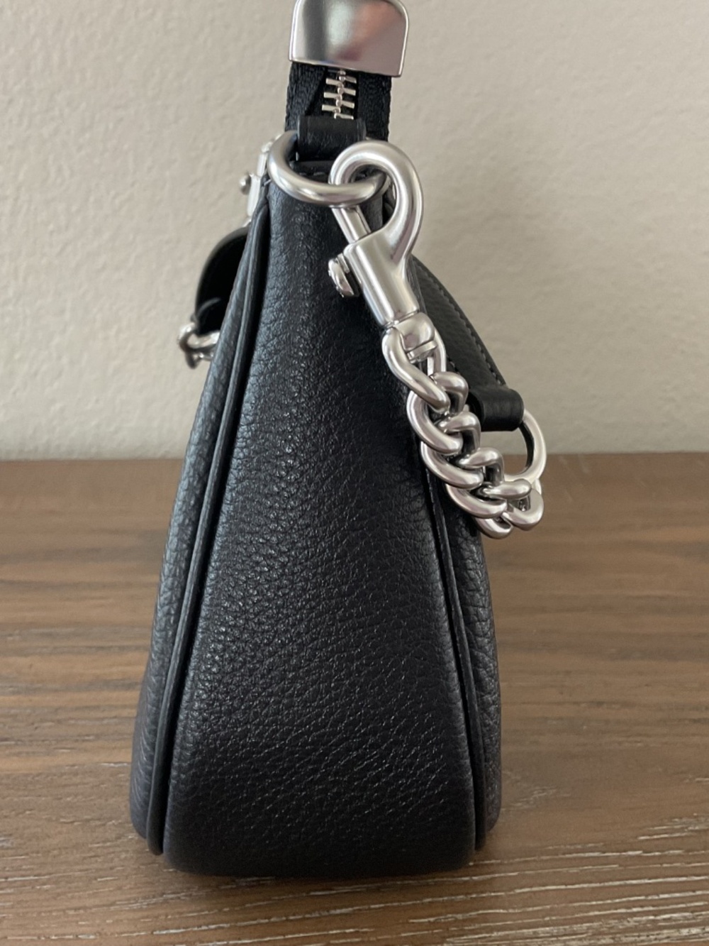 Coach Teri Shoulder Bag - Pebbled Leather/Silver/Black - Picture 4 of 10
